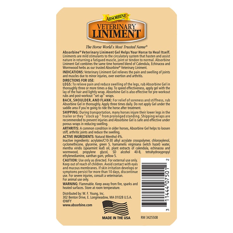 Absorbine مرهم أبسوربين البيطري المسكن الموضعي لتخفيف آلام العضلات المؤلمة والتهاب المفاصل، 12 أونصة جل - Image 2